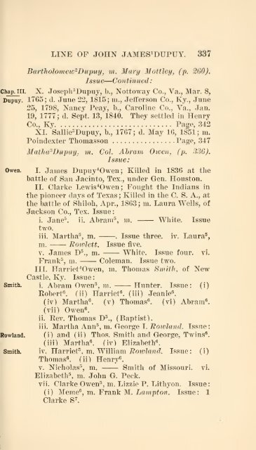 The Huguenot Bartholomew Dupuy and his descendants