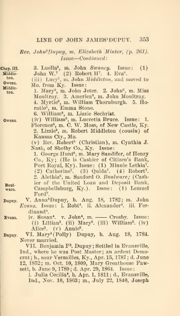 The Huguenot Bartholomew Dupuy and his descendants