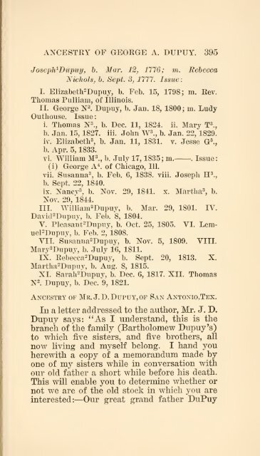 The Huguenot Bartholomew Dupuy and his descendants