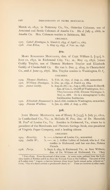 History and genealogy of Peter Montague, of Nansemond and ...