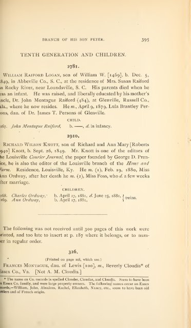 History and genealogy of Peter Montague, of Nansemond and ...