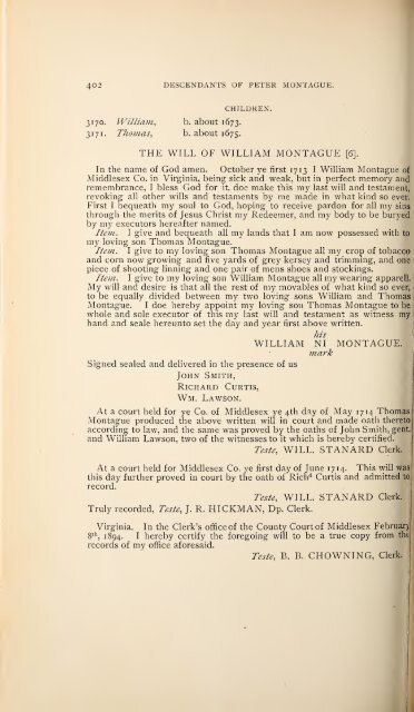 History and genealogy of Peter Montague, of Nansemond and ...