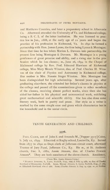 History and genealogy of Peter Montague, of Nansemond and ...