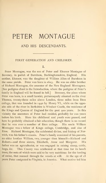 History and genealogy of Peter Montague, of Nansemond and ...