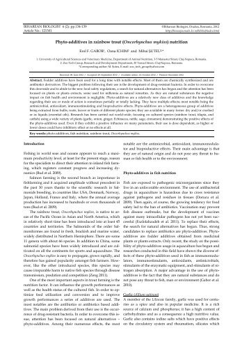 Phyto-additives in rainbow trout (Oncorhynchus mykiss ... - 3X.ro