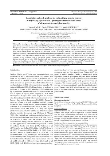 Correlation and path analysis for yield, oil and protein ... - 3X.ro