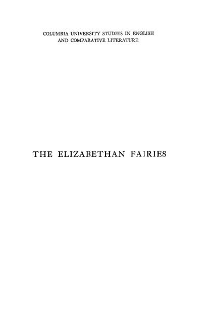 THE ELIZABETHAN FAIRIES