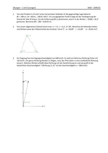 Übungen – 1 (mit Lösungen) M5B – 2009/10 1. Von drei Punkten A ...