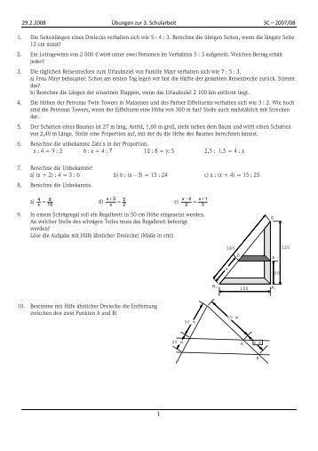 29.2.2008 Übungen zur 3. Schularbeit 3C – 2007/08 1 1. Die ...