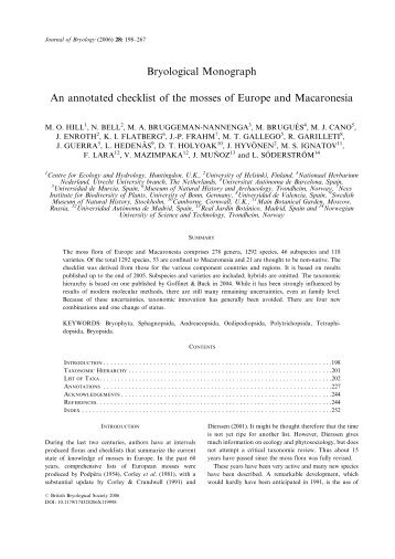 Bryological Monograph An annotated checklist of the mosses of ...