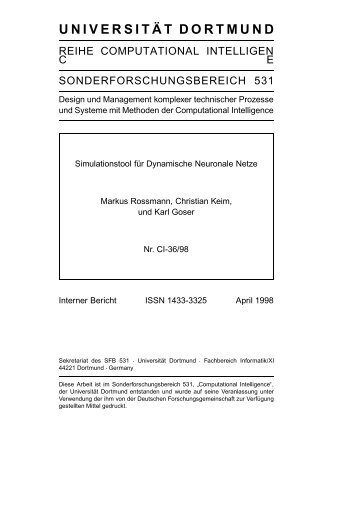 universit¨at dortmund - Sonderforschungsbereich Computational ...