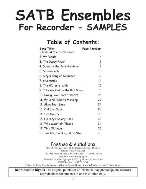 View the SATB Ensembles Book Sample - Themes & Variations