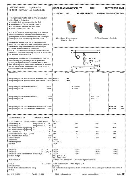 Catalog Sondermodule Überwachungsmodule ... - Appoldt GmbH