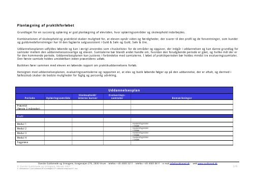 Uddannelsesplan for Salgsassistent med profil i Guld & Sølv / Guld ...