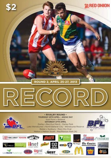 ROUND 2, APRIL 25-27, 2013 - Ballarat Football League