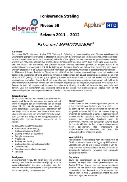 Ioniserende Straling Niveau 5B Seizoen 2011 – 2012 - Applus RTD