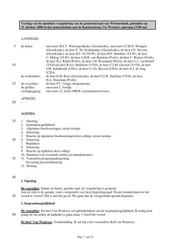 Notulen (pdf, 604 bytes) - Besluitvorming - Gemeente Wormerland