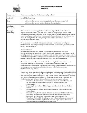 Bestemmingsplan Oostknollendam, Jisp en Neck V - Besluitvorming