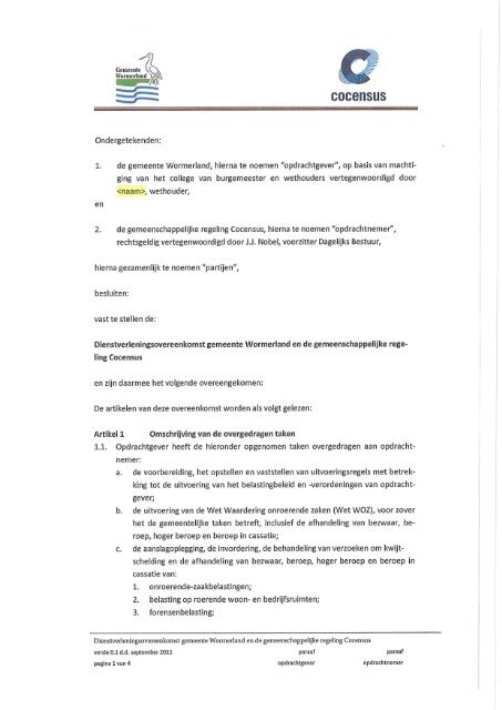 toetreding tot gemeenschappelijke regeling Cocensus 2012 B2