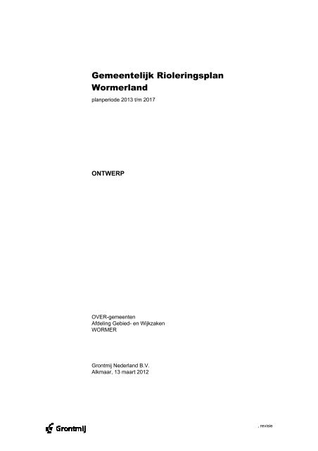 Gemeentelijk Rioleringsplan Wormerland - Besluitvorming ...