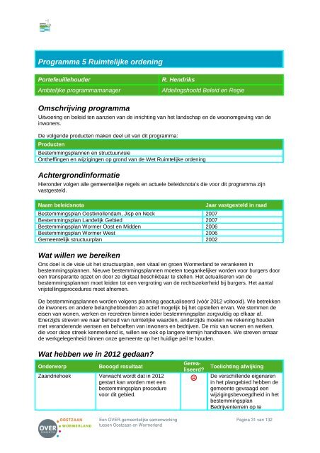 Programma 1 Openbare ruimte - Besluitvorming - Gemeente ...