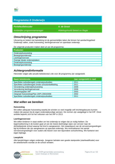 Programma 1 Openbare ruimte - Besluitvorming - Gemeente ...