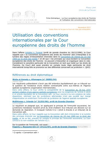 Utilisation des conventions internationales par la Cour