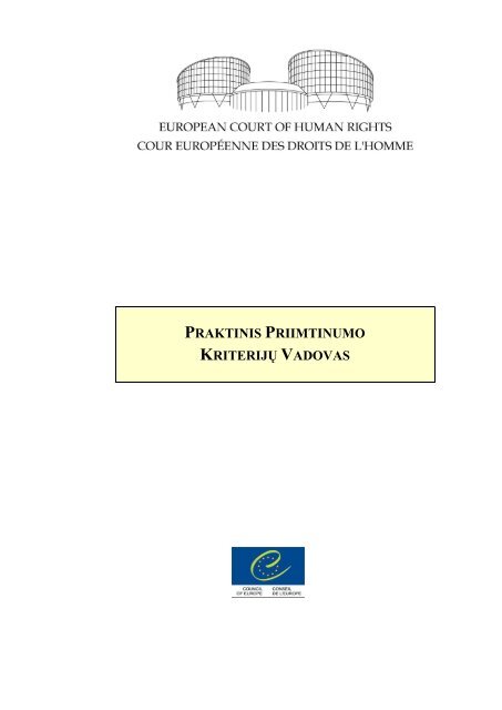 Practical guide on admissibility criteria - Council of Europe