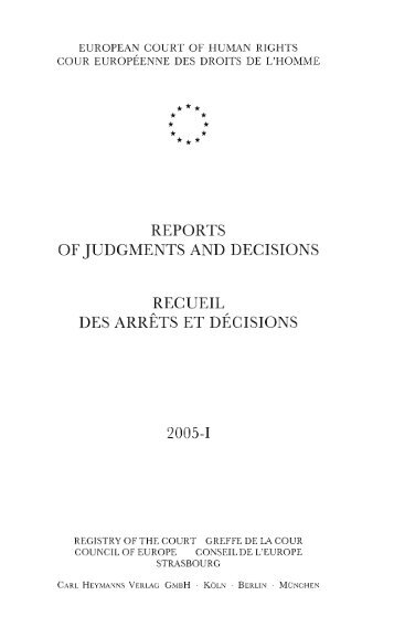 reports of judgments and decisions recueil des arrêts et décisions ...