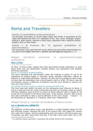 Factsheet Roma and Travellers - European Court of Human Rights