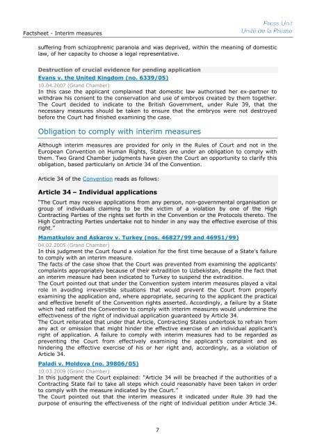 Factsheet Interim measures - European Court of Human Rights ...