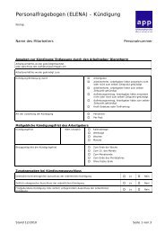 Personalfragebogen (ELENA) - Kündigung