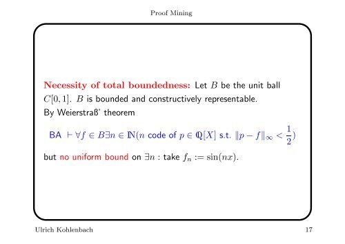 Proof Mining - Mathematics, Algorithms and Proofs