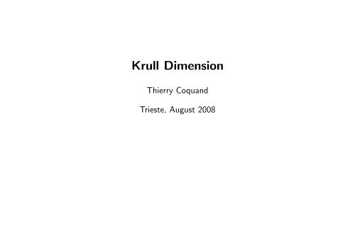 Krull Dimension - CiteSeerX