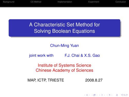 Techniques for solving boolean equation systems