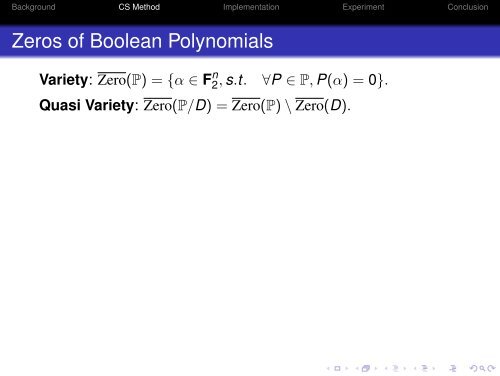 A Characteristic Set Method for Solving Boolean Equations