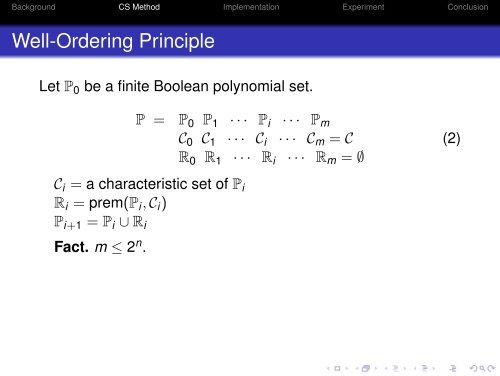 A Characteristic Set Method for Solving Boolean Equations