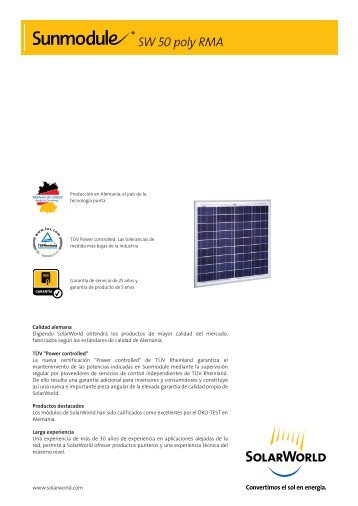 SW 50 poly RMA - SolarWorld AG