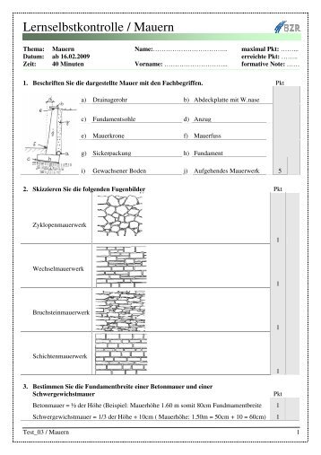 Lernselbstkontrolle / Mauern