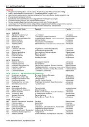 PFLANZENKENNTNIS 1. Lehrjahr / Klasse 1c Schuljahr 2012 / 2013 ...