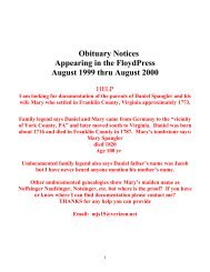 Obituary Notices Appearing in the FloydPress August 1999 thru ...