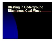 Blasting in Underground Bituminous Coal Mines - Mining and Blasting