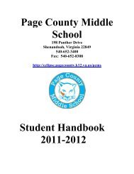 Page County Middle School Student Handbook 2011-2012