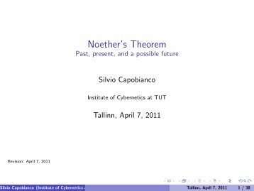 Noether's Theorem Past, present, and a possible future - Cs.ioc.ee