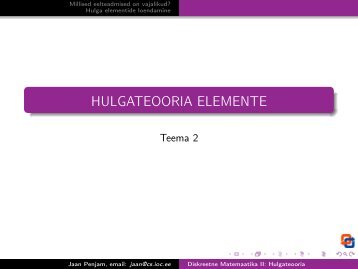 Hulgad, tehted hulkadega. Hulga elementide loendamine - Cs.ioc.ee