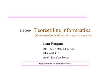 Sissejuhatus. Keelte formaalne esitamine - Cs.ioc.ee