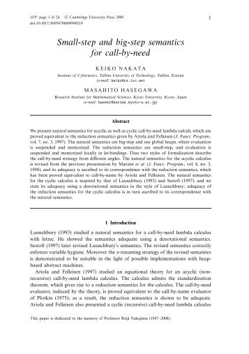 Small-step and big-step semantics for call-by-need - Cs.ioc.ee