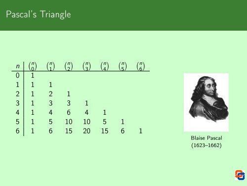 Binomial Coefficients and Generating Functions - Cs.ioc.ee