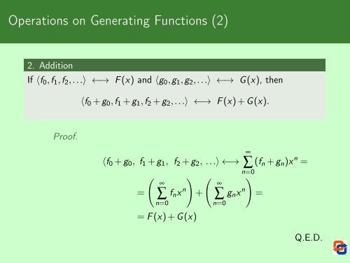 Binomial Coefficients and Generating Functions - Cs.ioc.ee