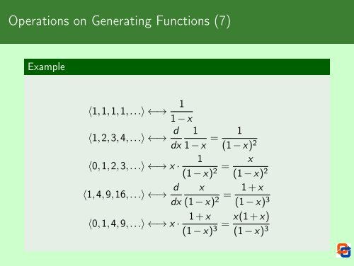 Binomial Coefficients and Generating Functions - Cs.ioc.ee